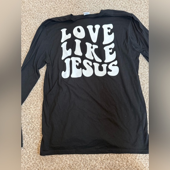 Black Long Sleeve Shirt with Cross Design - Picture 2 of 3